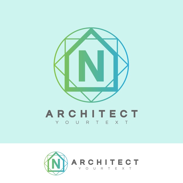 Architect eerste letter n logo ontwerp