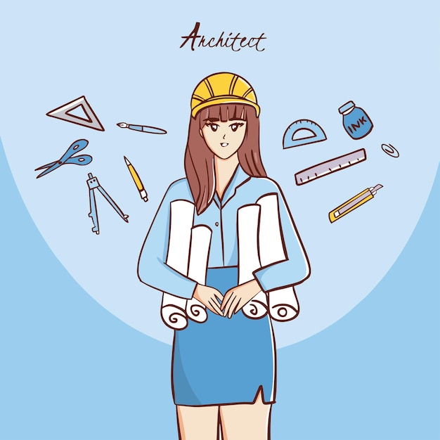 Architect female illustration