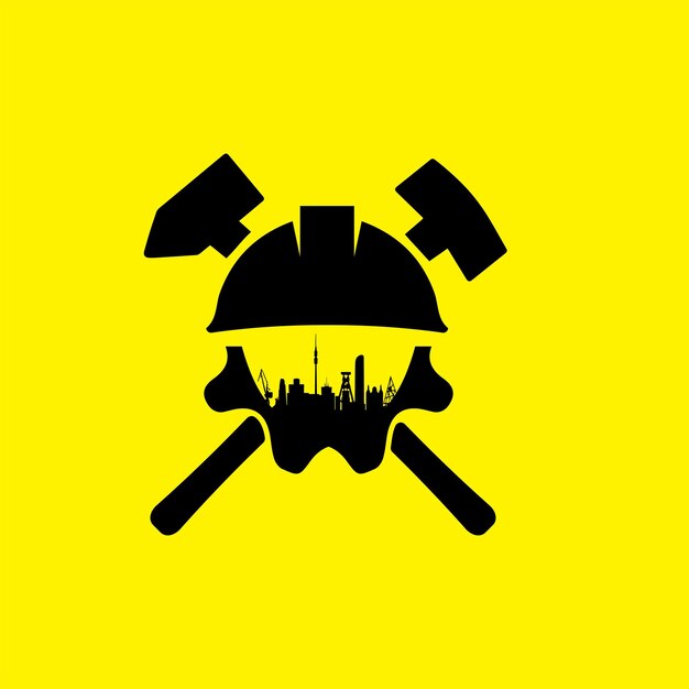 Architect har hat and hammer symbol