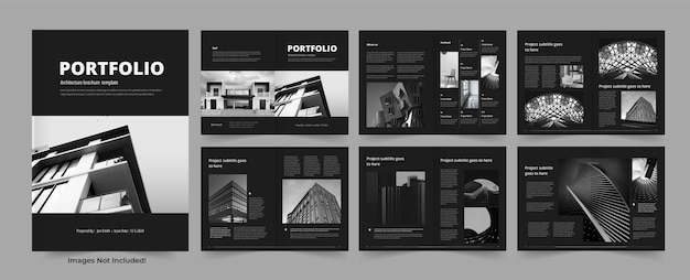 Вектор Архитектурная брошюра портфолио архитектора, а также шаблон макета журнала architect