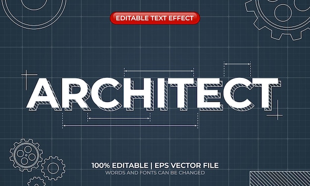 Architect tekst effect Sketch papier blauwdruk tekst effect Engineering en architectonische tekst stijl Bewerkbare tekst effect