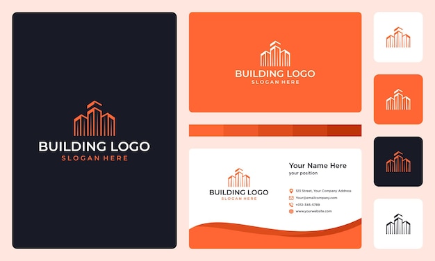 建築物のロゴと名刺のデザインテンプレート