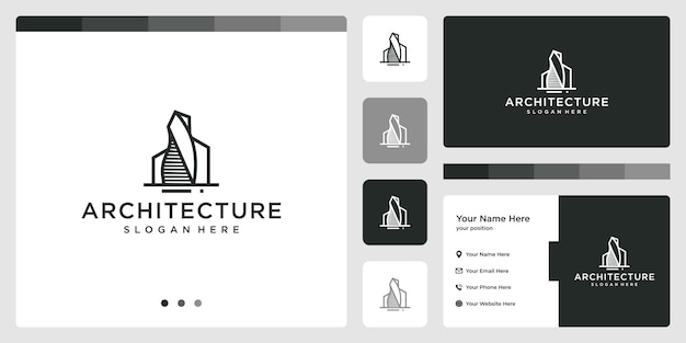 Architectural building logo with real estate logo design template. business card.