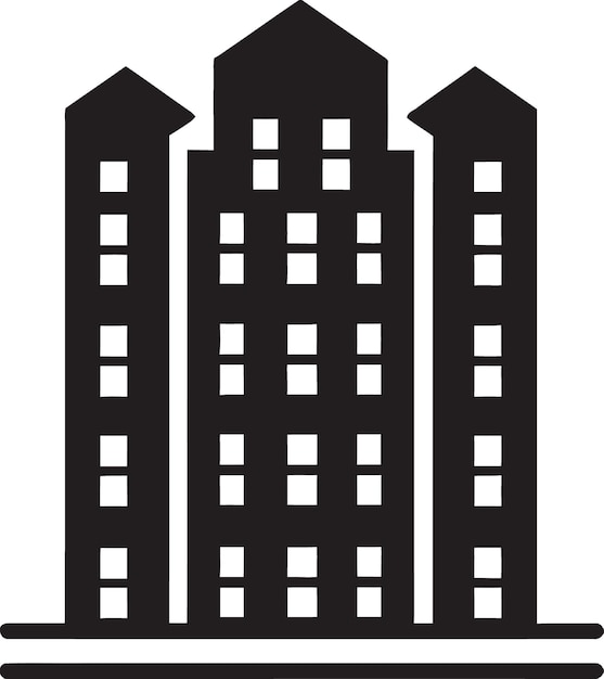 Vettore architectural charm apartment building vector icon modern living icon logo dell'appartamento nero