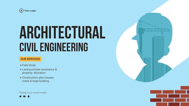 Architectural civil engineering landscape banner design template