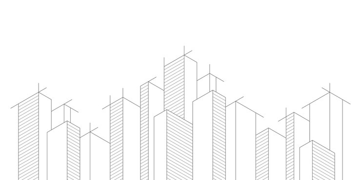 Vector architectural drawing with building construction