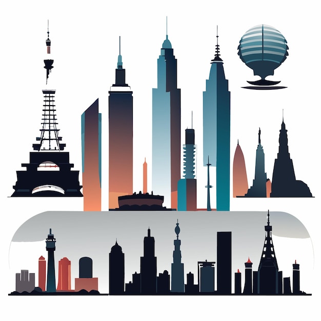 Vector architectural landmark silhouettes in vector eps art