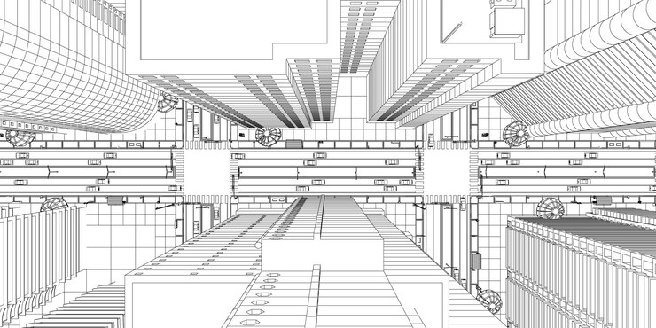 Vector architecture background high angle view city sketch
