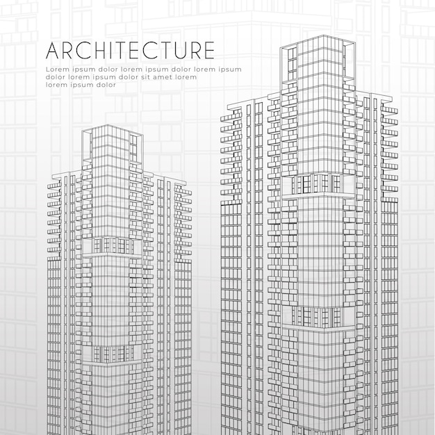 Architecture background high rise building sketch