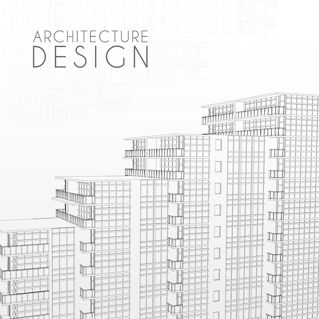 Vector architecture background high rise building sketch