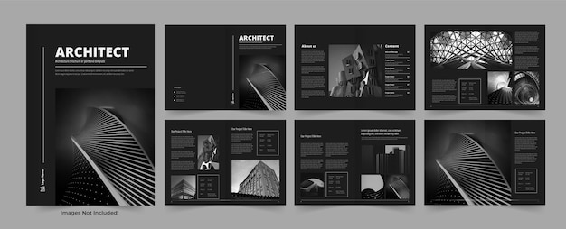 Vettore brochure di architettura e modello di portfolio dell'architetto