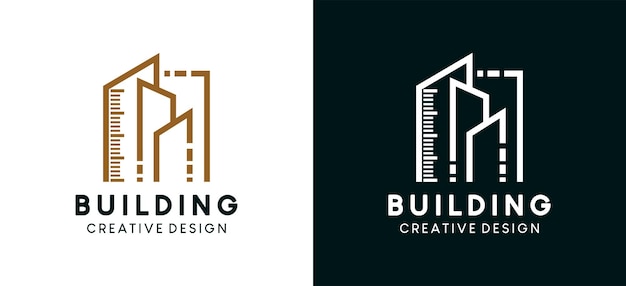 Architecture and building logo design in striped style