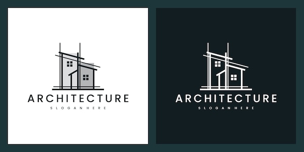 Architecture building with line art style, logo design inspiration