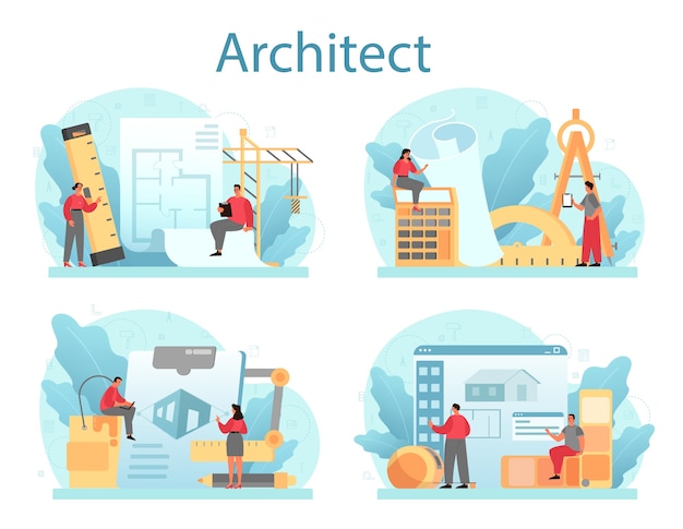 Architecture concept set in flat design