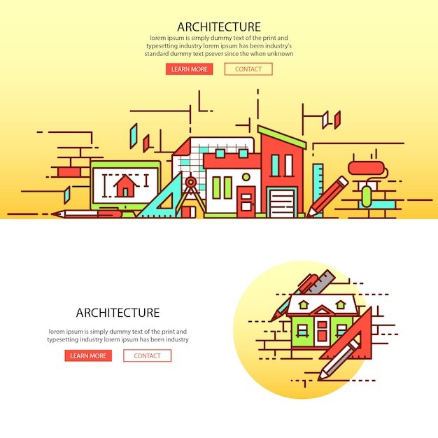 Architecture flat illustration vector landing page