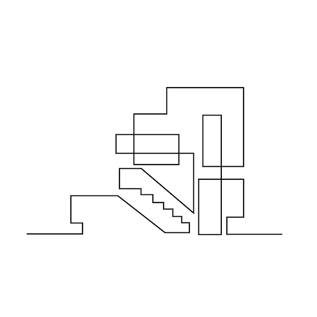 Progettazione dell'illustrazione della linea della casa di architettura