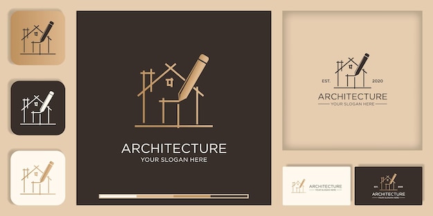 Дизайн логотипа, вдохновленный архитектурой, рисование эскиза ручкой и дизайн визитной карточки