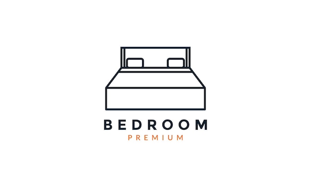 architecture interior line bed logo vector icon illustration design