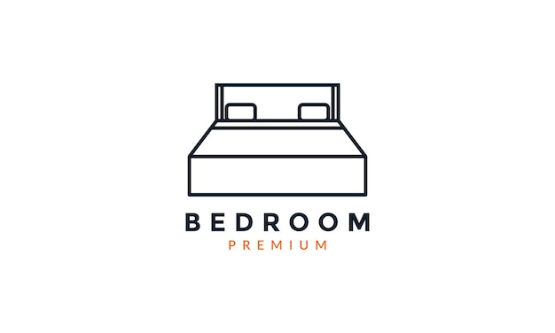 Architecture interior line bed logo vector icon illustration design