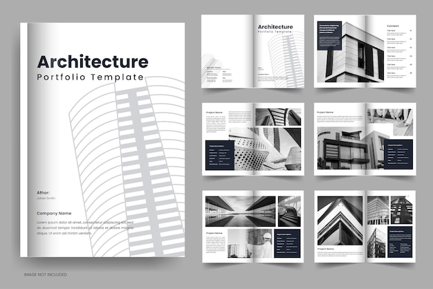 Vettore interni di architettura portfolio modello di brochure design layout di dimensioni standard a4