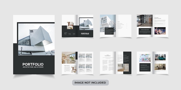 Vector architecture and interior portfolio layout design, a4 standard size print ready brochure template.