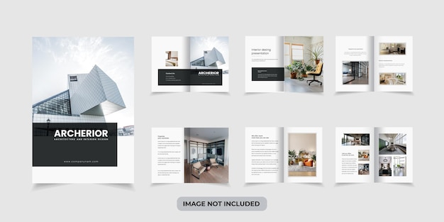 Vector architecture and interior portfolio layout design, a4 standard size print ready brochure template.