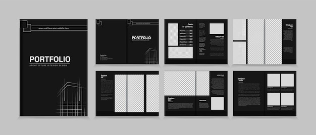 Architecture and interior portfolio layout design, a4 standard size print ready brochure template.