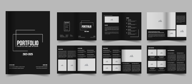 Vector architecture and interior portfolio template or minimal brochure layout