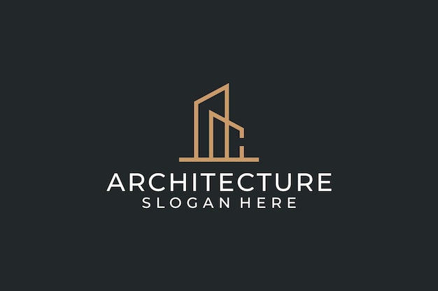 Architecture line art construction logo vector