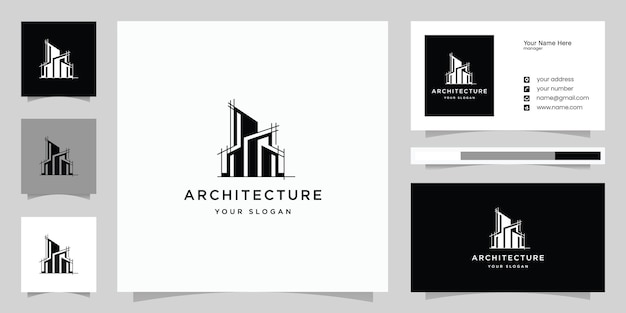 Logo di architettura e modello di biglietto da visita. logo architettura.logo edificio.immobiliare