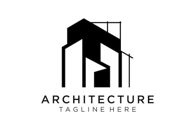 Дизайн логотипа архитектуры, шаблон дизайна бренда строительной компании Vector. Архитектор и Конструктор