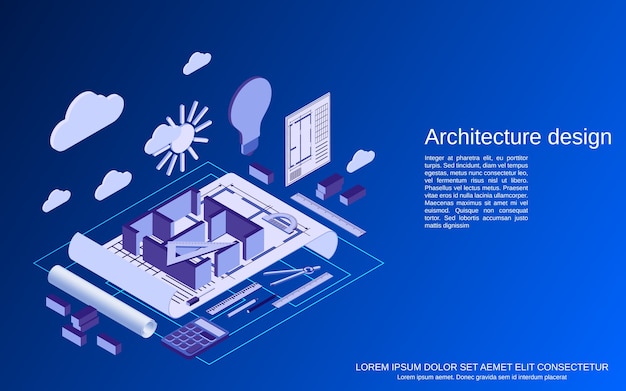 Vector architecture planning, interior project flat  isometric  concept