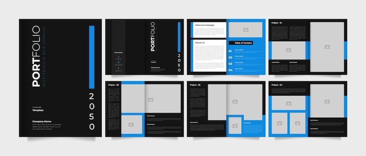 Vector architecture portfolio brochure design or portfolio template design
