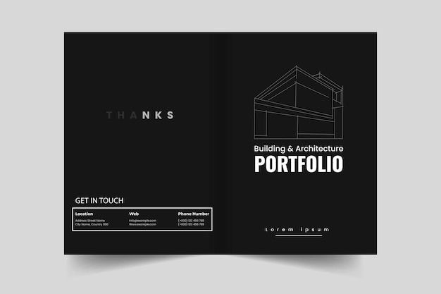 Vector architecture portfolio cover layout template and interior cover design