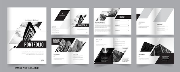 Vector architecture portfolio or portfolio design template unique minimal and modern layout