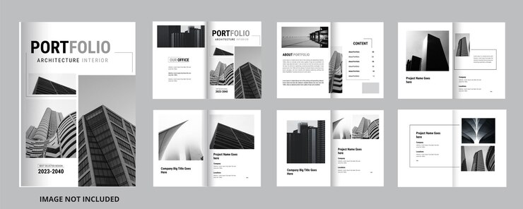 Vector architecture portfolio real estate or interior portfolio creative and minimal design layout
