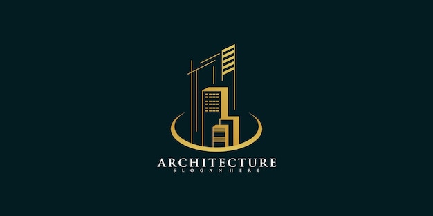 Architecture real estate logo elegant simple line art Premium Vector