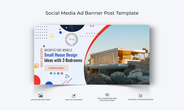 Architettura social media facebook ad banner post template premium vector