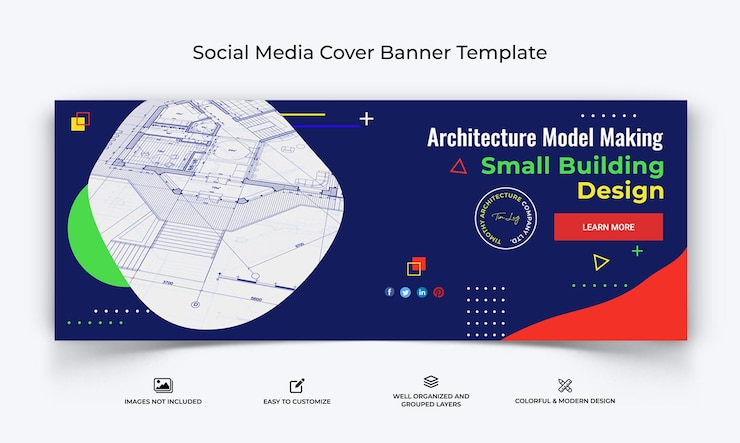 Vector architecture social media facebook cover banner template premium vector