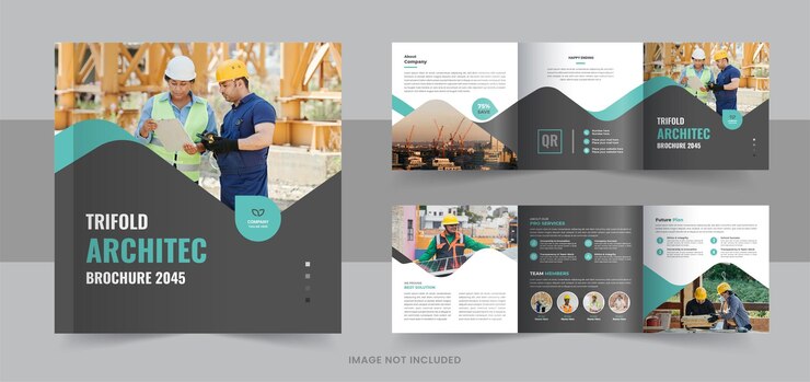 Architecture square trifold brochure design template