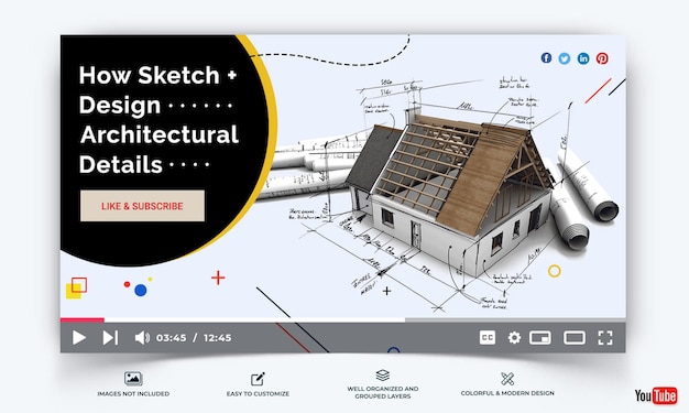 アーキテクチャyoutubeサムネイルテンプレートベクタープレミアム