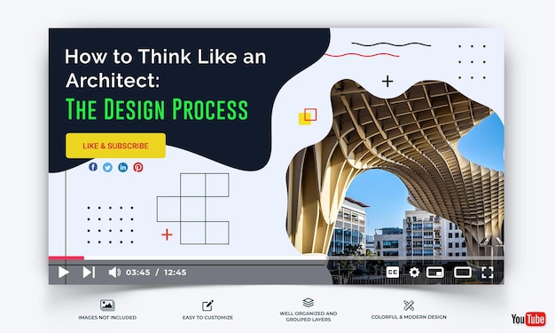 architecture youtube thumbnail template vector premium