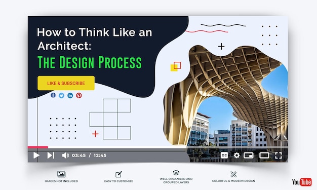 Vector architecture youtube thumbnail template vector premium