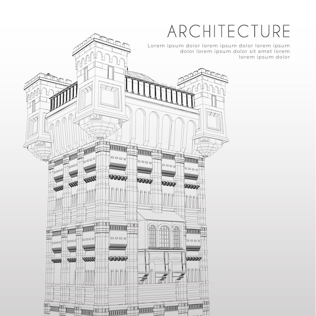 Architectuur achtergrond middeleeuwse toren schets