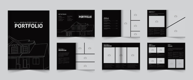 Vector architectuur en interieur portfolio layout design a4 standaard grootte printready brochure sjabloon