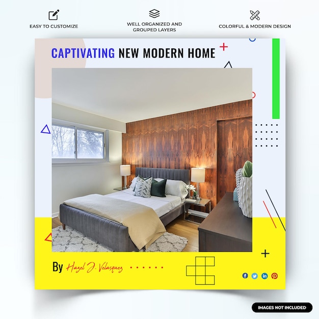 Architectuur Instagram Social Media post webbannersjabloon vector premium