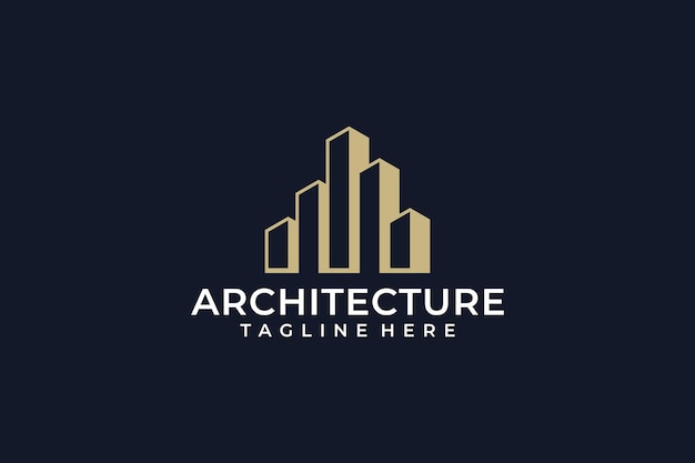 Vector architectuur logo ontwerp vector met gouden kleur