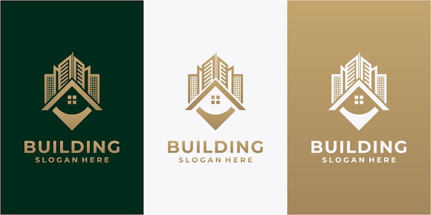 Architectuur onroerend goed logo elegante eenvoudige lijn kunst logo ontwerpsjabloon