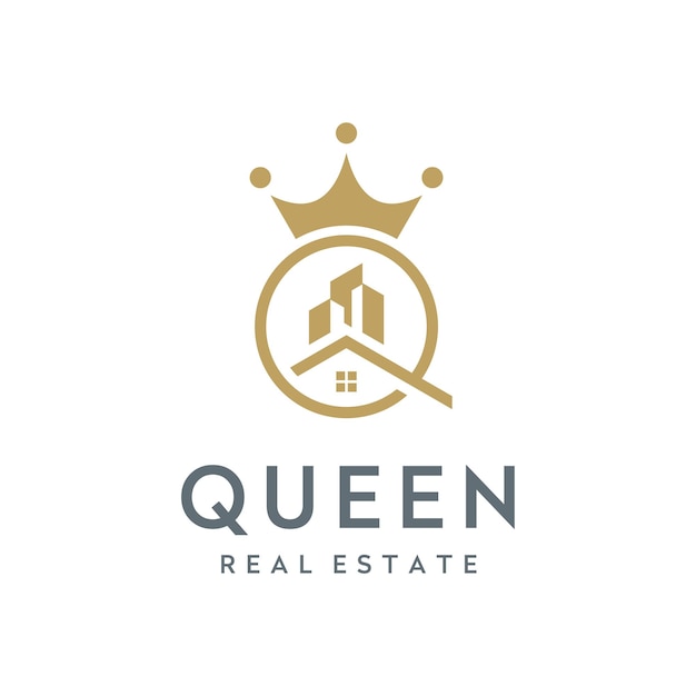 Architectuur Stadsgebouw met beginletter Q Queen Crown voor onroerend goed Appartement Property logo