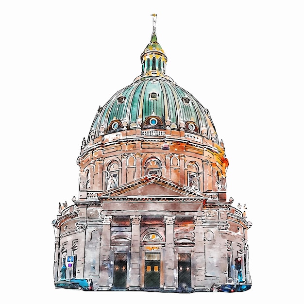 Architectuur Thailand aquarel hand getekende illustratie geïsoleerd op witte achtergrond